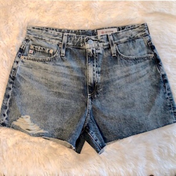 🆕 AG Adriano Goldschmied Alexxis Vintage High-Rise Wedgie Shorts Size 31 - Picture 5 of 9